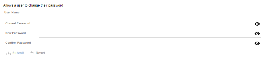 Preview of the Change Password interface using the compact Alpha theme